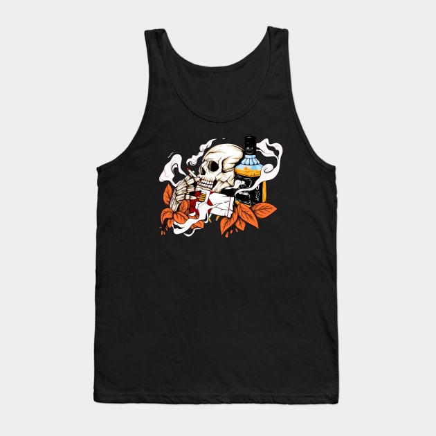 Skull and wine Tank Top by Aryaatmawira Art